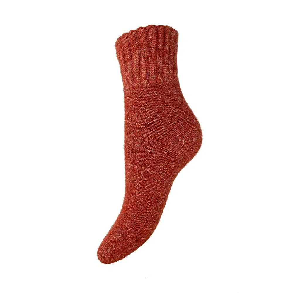 Simple Terracotta Red Wool Knitted Socks